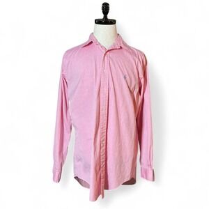 Ralph Lauren Classic Fit Pink Button Down Shirt Men's Long Sleeve Polo Valentine